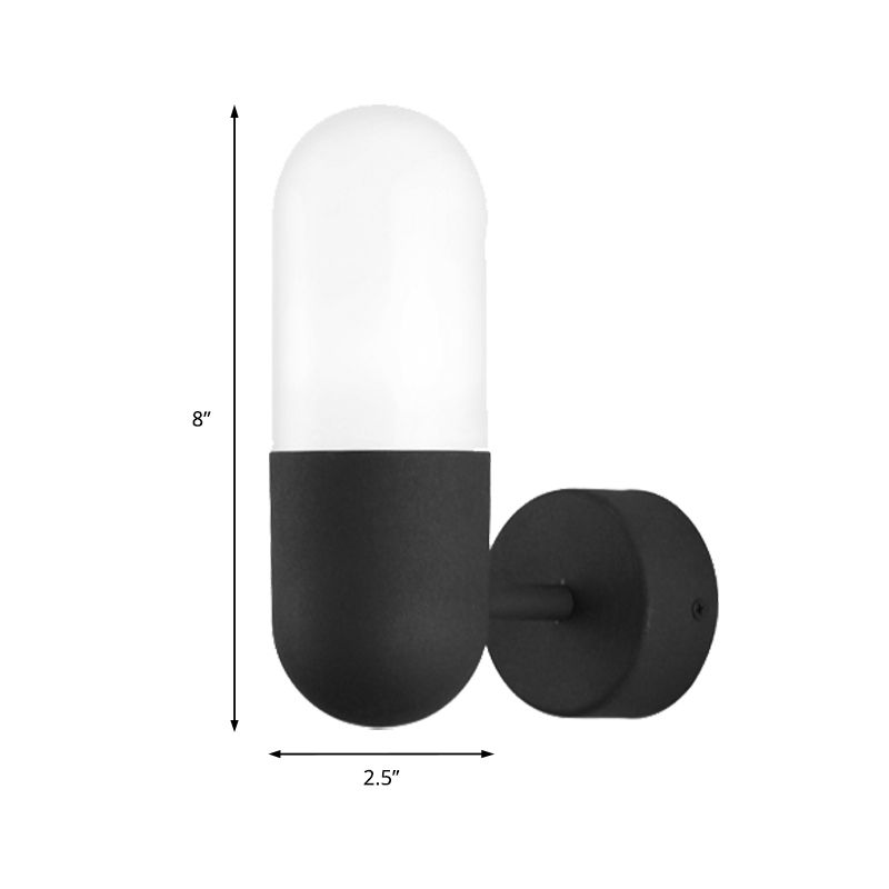 Capsule Metal Wall Sconce Light Postmodern 1 Light Black/Gray/White Wall Mounted Light for Bedroom