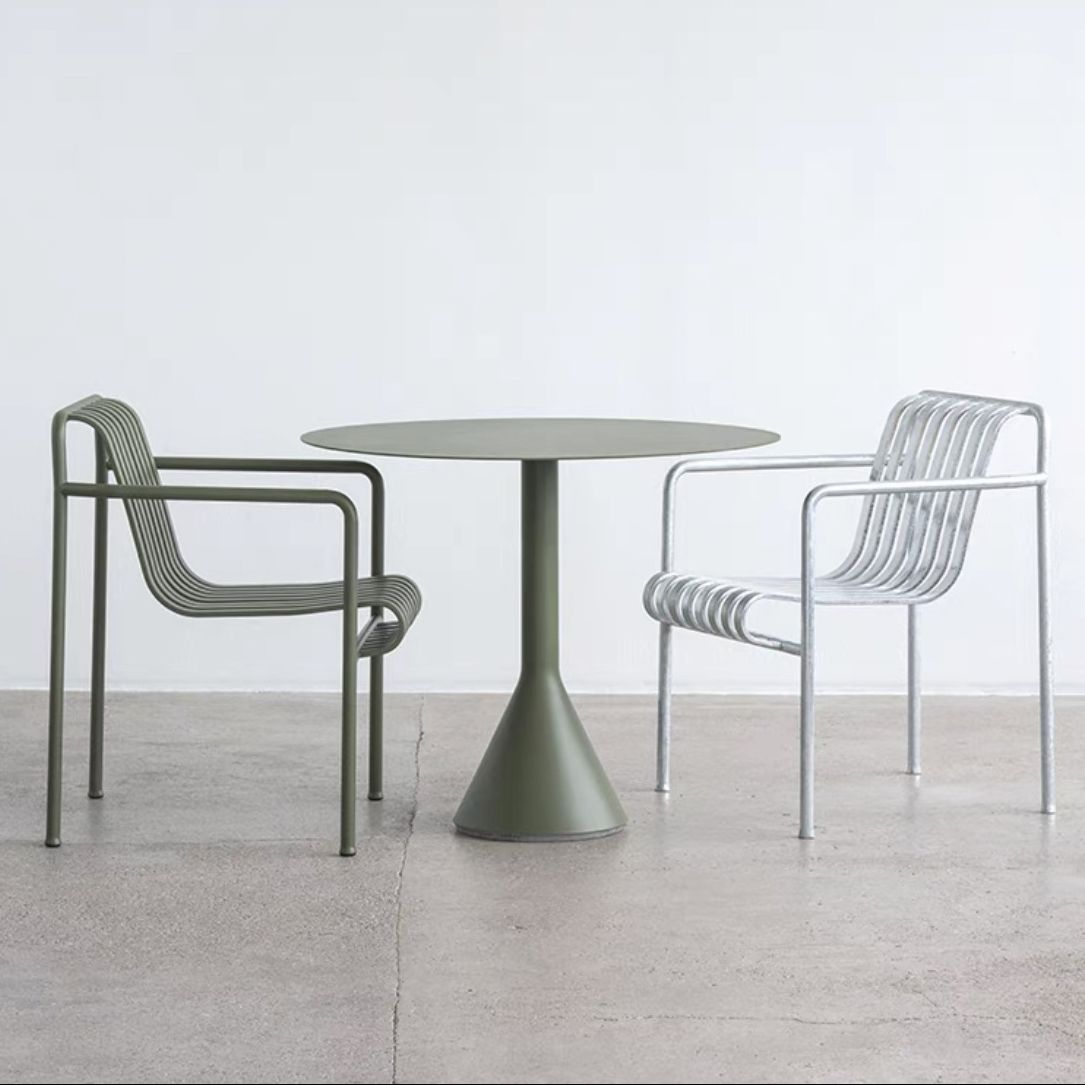 Modern Green Bistro Table Set 3-Pieces Round Metal Bistro Set