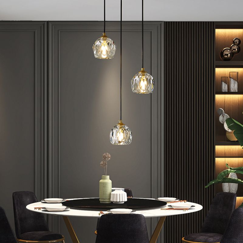 Crystal Sphere Down Lighting Pendant Modern Style Suspension Pendant Light in Gold