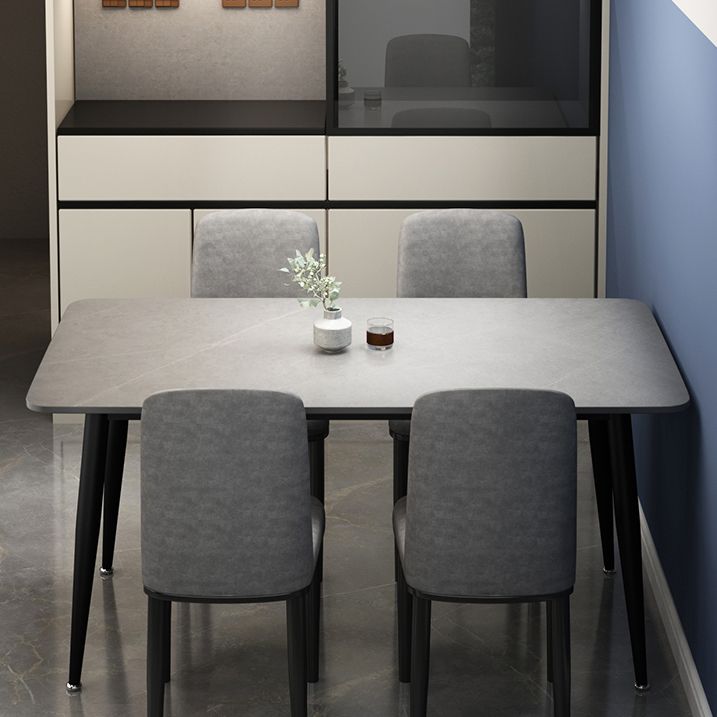 Rectangle Sintered Stone Two-Color Dining Table Simplicity 4 Legs Table for Dining Room