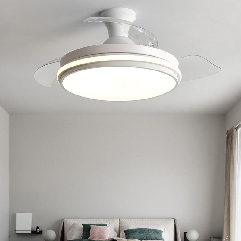 Round Metal Ceiling Fan Lights Kids Style 2 Light Ceiling Fan Lamps for Living Room