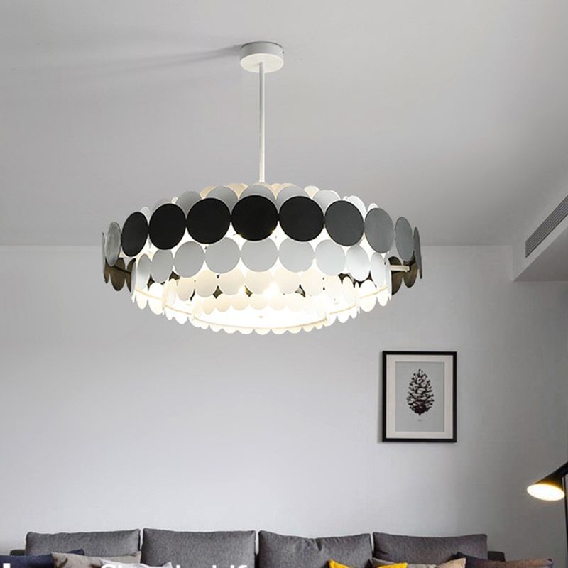 Living Room Pendant Chandelier Nordic Style Chandelier Lighting Fixture with Circle Metal Shade