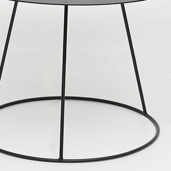 Mid-Century Modern Iron Coffee Table Set Black Finish Round Cocktail Table
