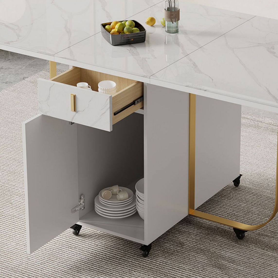 Modern Style Foldable Table Set 1/2/3/7 Pieces Dining Set for Home