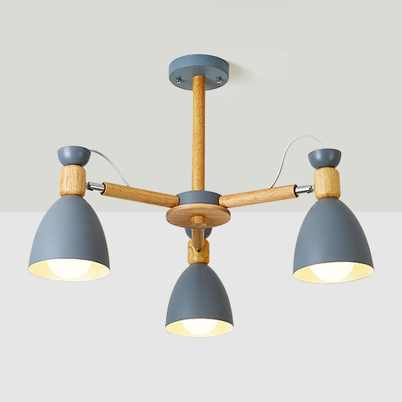 Schmiedeeisen -Sputnik -Pendellicht im modernen kreativen Stil hölzerne Makkaron -Hängelampe für Innenräume