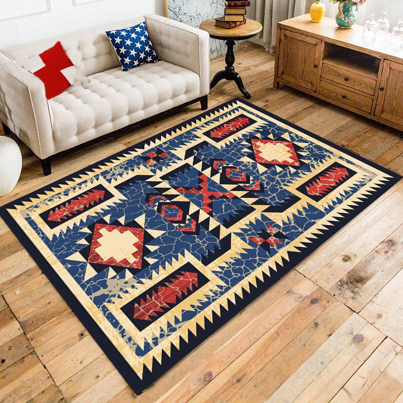 Traditional Americana Print Area Carpet Polyester Area Rug Anti-Slip Easy Care Rug for Home Decor