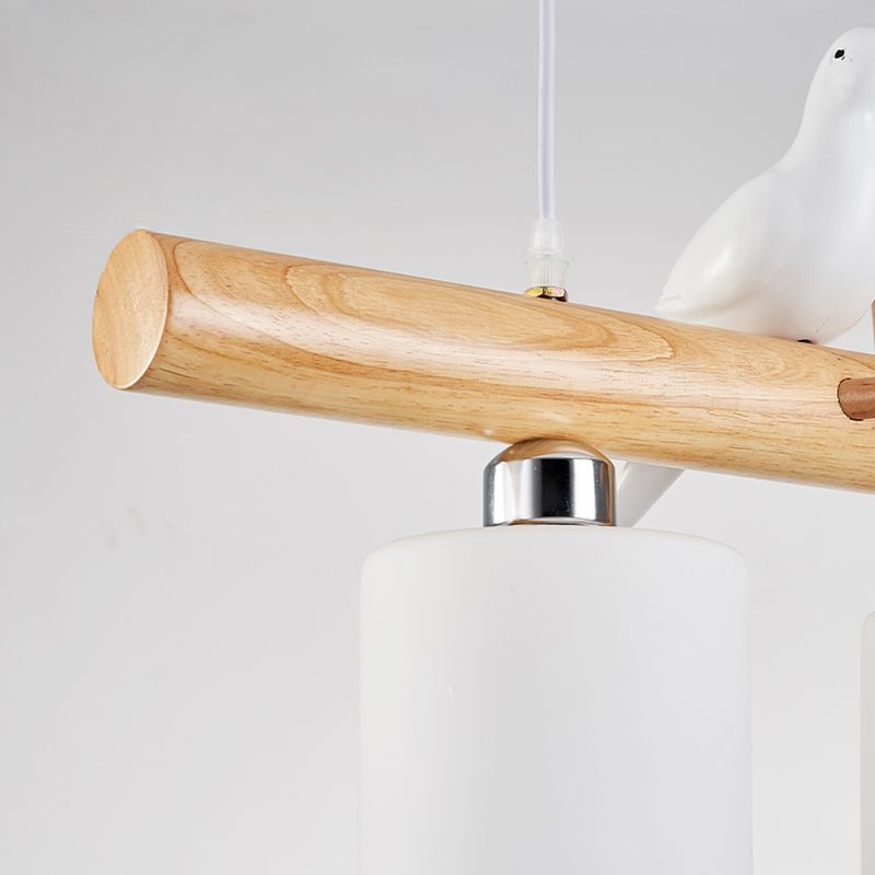 Luz de la isla colgante de cilindro de estilo moderno lámparas colgantes de vidrio blanco