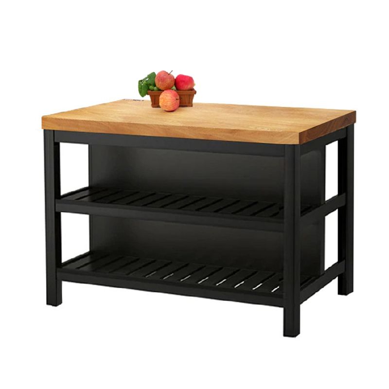 Modern Wood Prep Table Rectangle Island Table for Kitchen Room