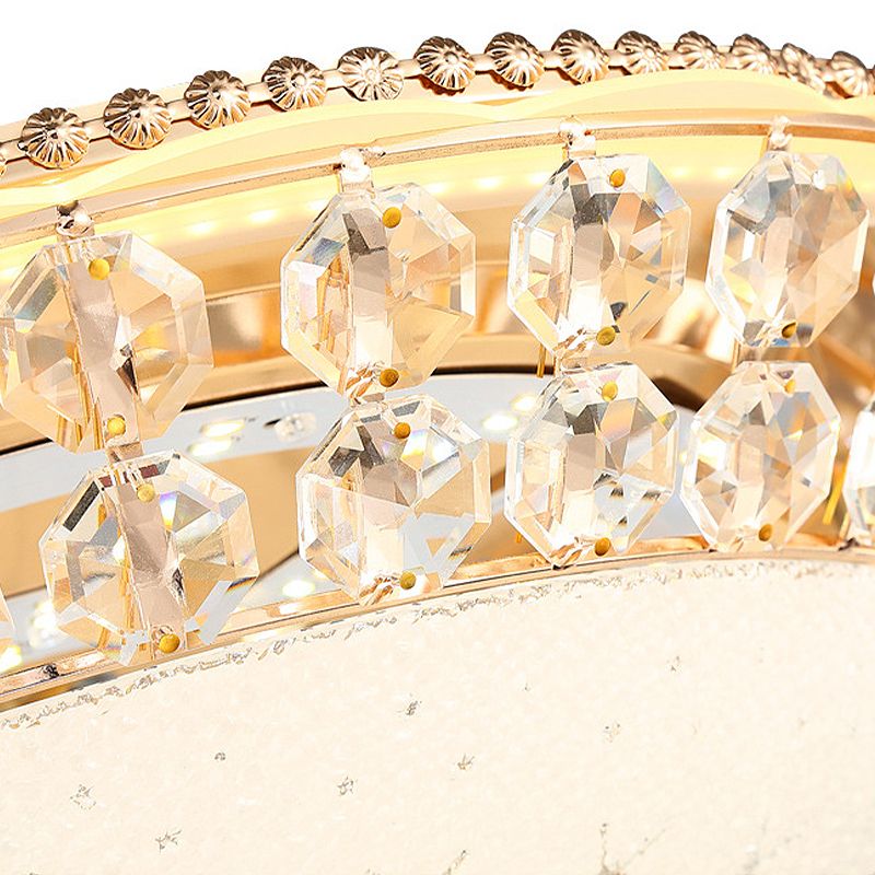 Sala de estar con cúpula de cristal de color blanco Luz de techo de simplicidad LED de cristal con acento de cristal facetado, 12 "/16" /19,5 "