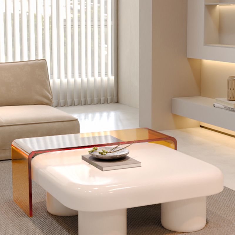 Contemporary 2 Nesting Coffee Table Set Square 4 Legs Cocktail Table