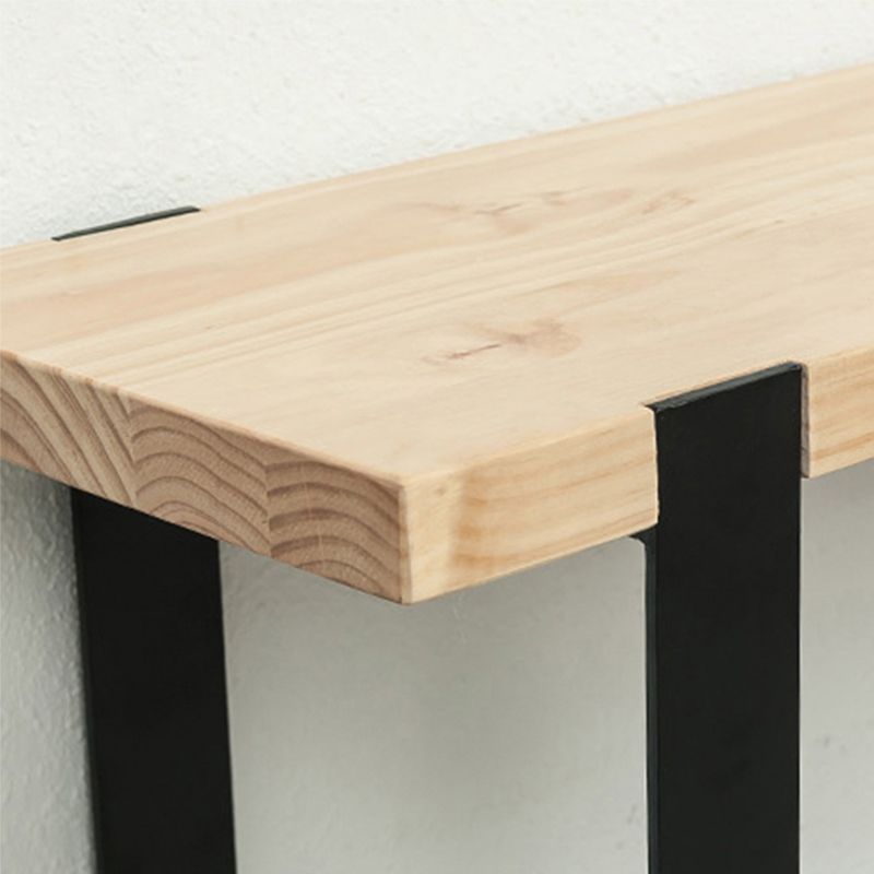 Industrial Style Bar Table Rectangle Solid Wood Bistro Bar Desk with Double Pedestal