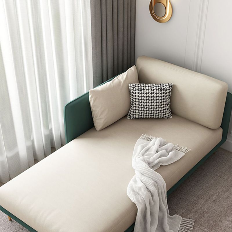 Nordic Style Faux Leather Chaise Square Arms Chaise in Solid Color