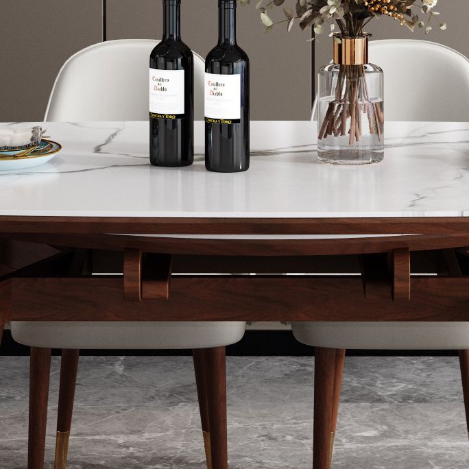 Mesa de comedor redonda de estilo moderno Mesa de comedor de hojas de piedra sinterizada blanca para uso doméstico