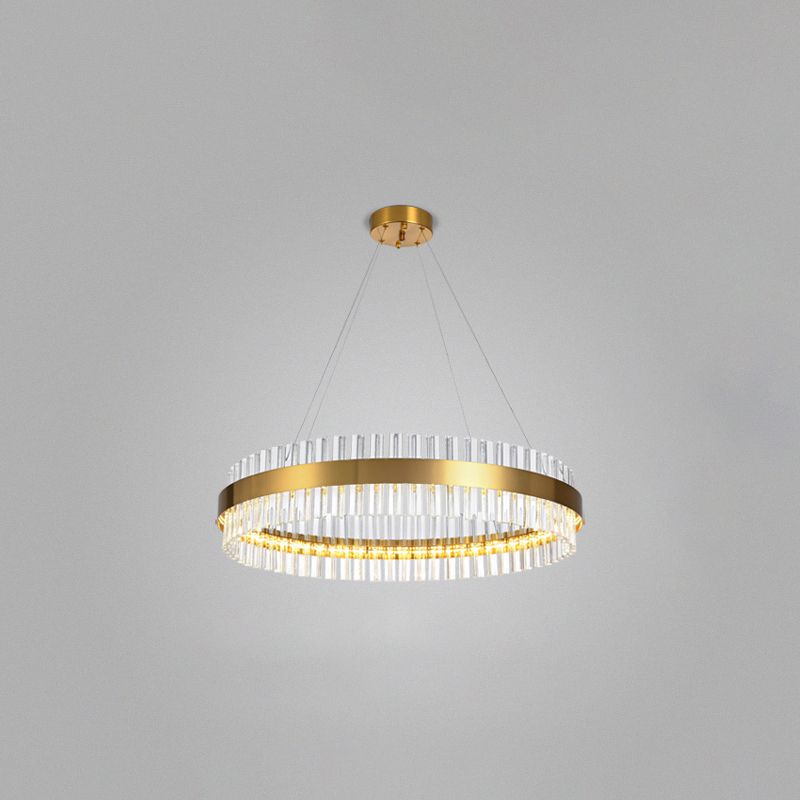 Anillo de colgante de suspensión Luz de comedor moderno encendedor lámpara de cristal en acabado dorado