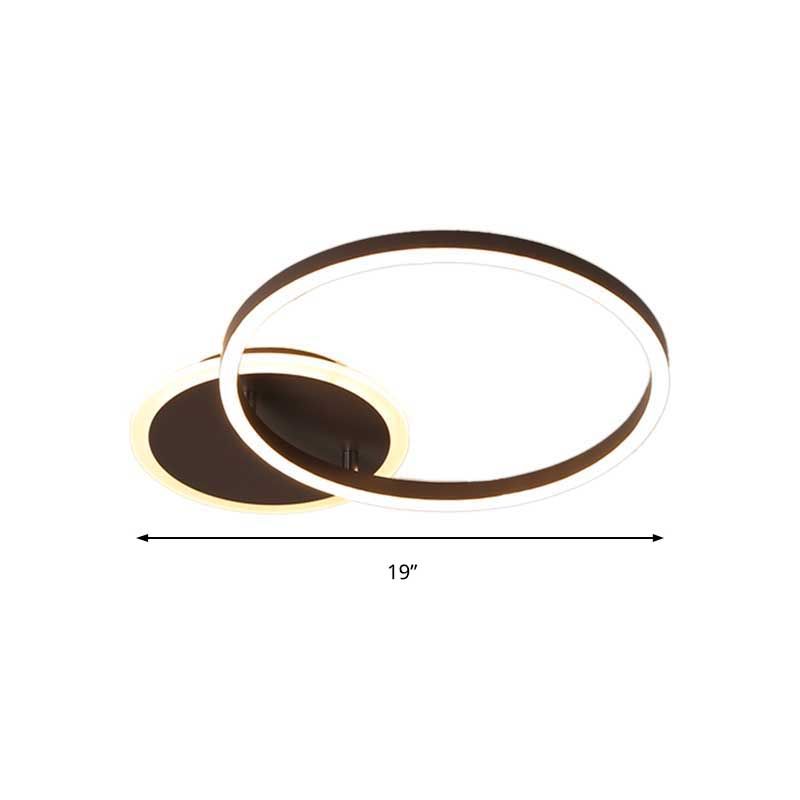 Black Hoop LED Flush Mount Lighting Postmodern 1/2/3-Head Metal Bedroom Ceiling Lamp in Warm/White Light