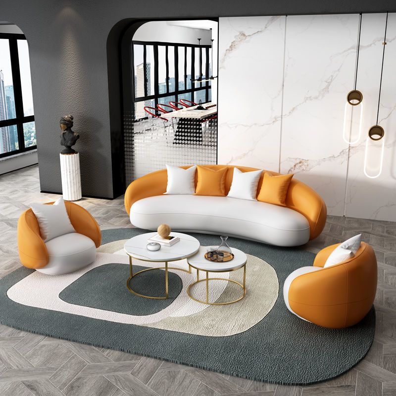 Contemporary Curved Sofa for Apartment with Tuxedo Arm Sofa 35.43" Wide
