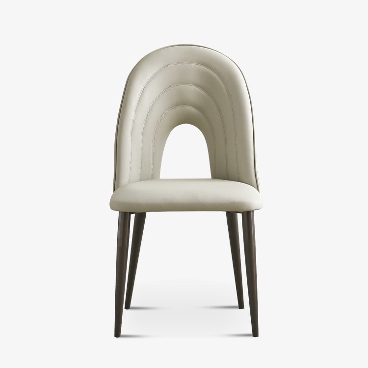 Contemporary Armless Dining Chairs Faux Leather Open Back Dining Side Chair