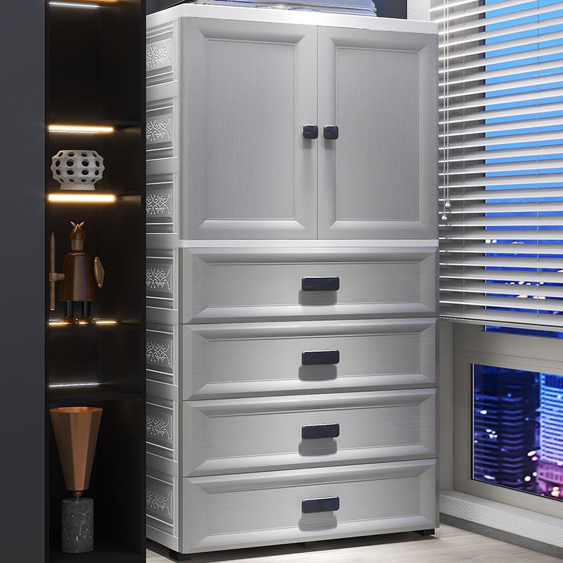 Modern Plastic Storage Cabinet for Bedroom Matte Finish Cabinet with Hinged Door