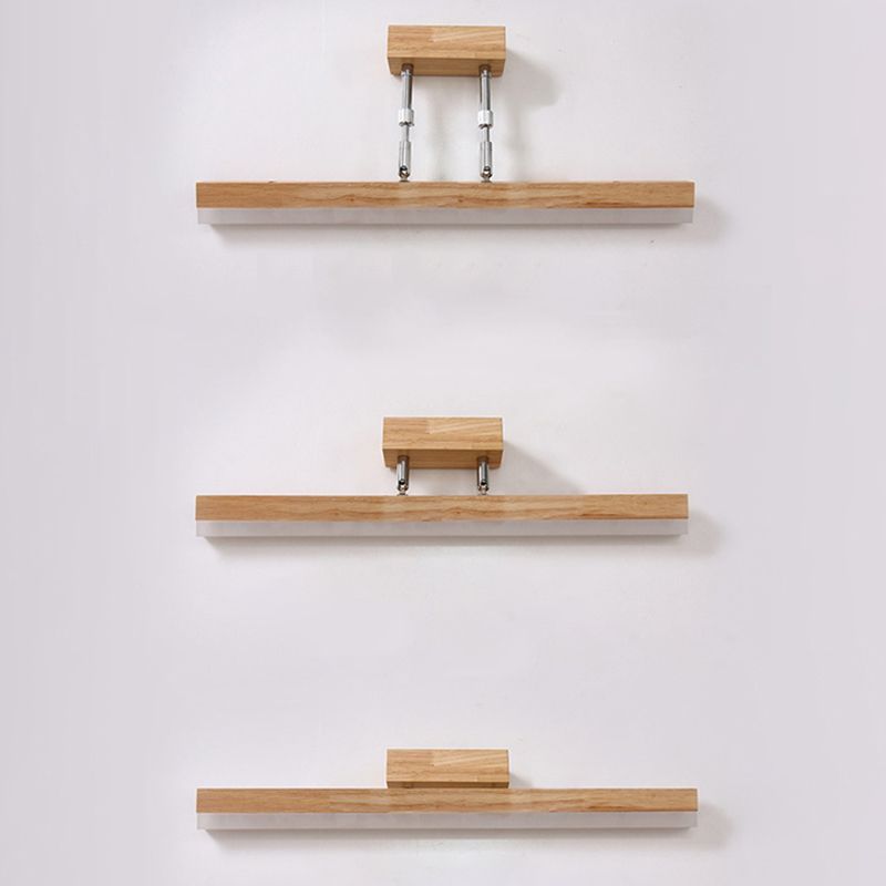 Nordic Minimalist Style Rectangular Vanity Lamp Solid Wood Single Vanity Light