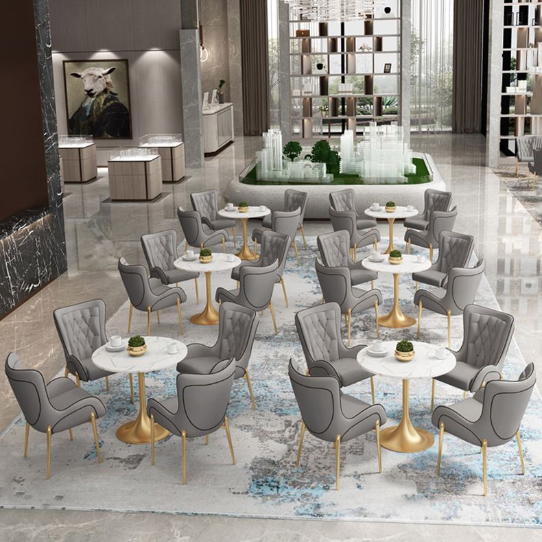 1/3/4/5 Pcs Metal Scandinavian Dining Room Set with Round Table Dinette Set