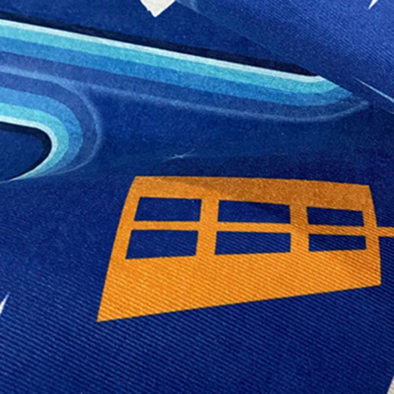 Round Blue Tone Earth Print Rug Polyester Carpet Creative Stain Resistant Indoor Rug for Living Room