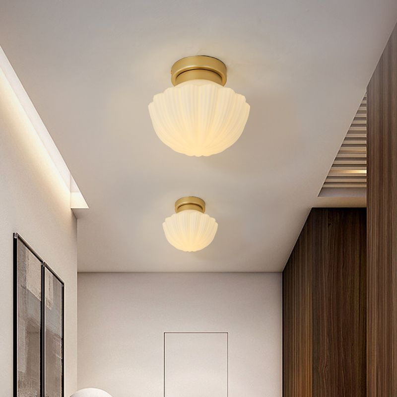 Nordic Style Ceiling Light Dome Shape Ceiling Lamp with Glass Shade for Bedroom