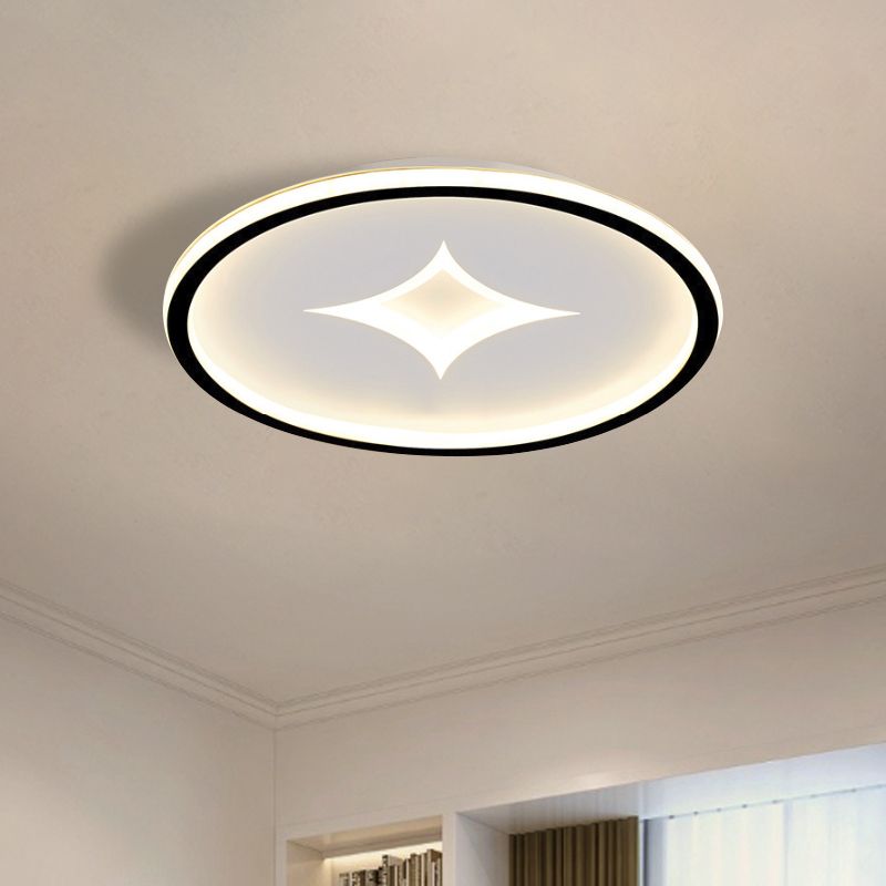 Round Flush Mount Lamp Simple Acrylic Black/Gold LED Flushmount Lighting in Warm/White Light for Bedroom