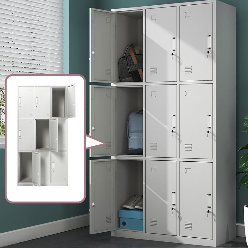 White Steel Storage Cabinet Contemporary Hinged Wardrobe Cabinet