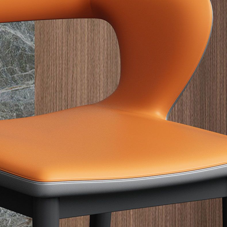 Industrial Style Arm Dining Chair Faux Leather Open Back Dining Chair for Living Room