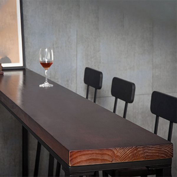 Glam Footrest Bar Wine Table Rectangle Trestle Solid Wood Cocktail Bar Table