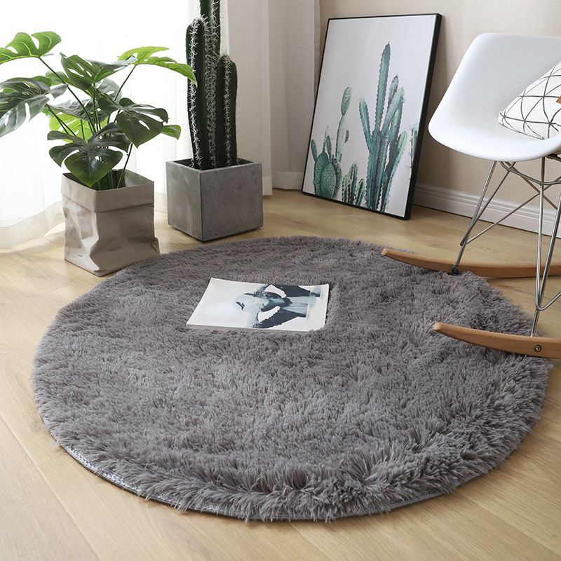 Round Plain Shag Trug Polyester Modern tapijt Non-slip achterbreien binnen tapijt voor woonkamer