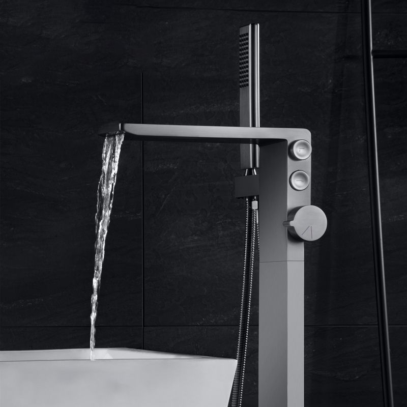 Modern Freestanding Faucet Copper with Risers and Handheld Shower Tub Faucet
