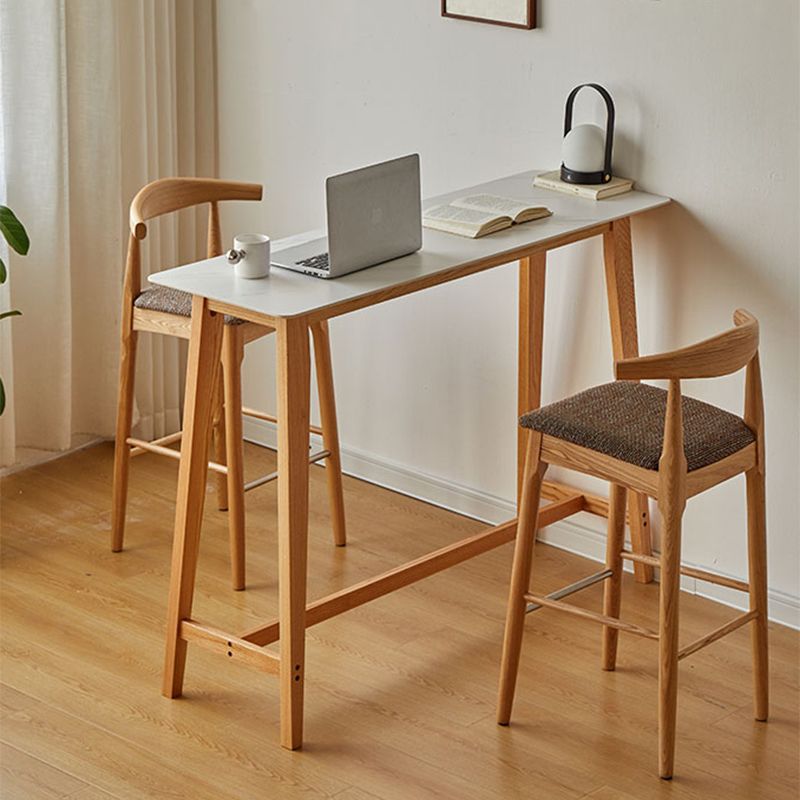 Contemporary Rectangle Solid Wood Bistro Bar Desk for Living Room