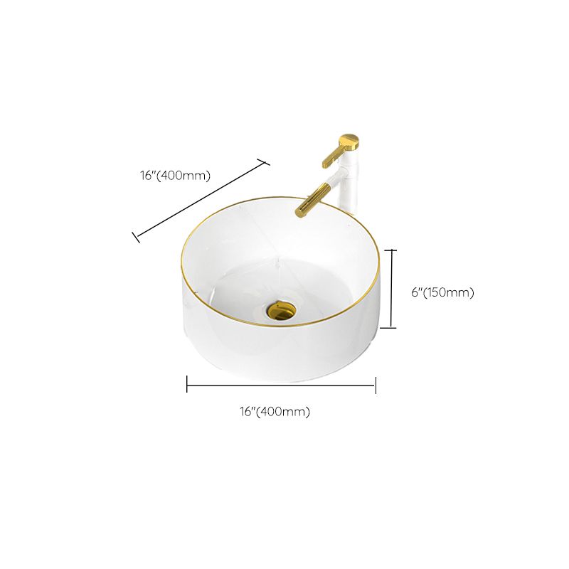 Traditional Vessel Sink Rectangular Porcelain with Overflow And Drain Assembly Wash Stand