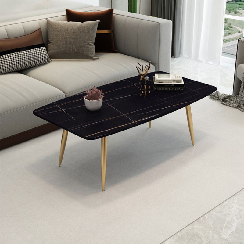 Rectangle Slate Coffee Table Glam 4 Legs Coffee Cocktail Table