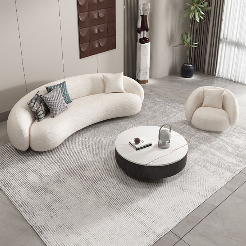 Wool Sloped Arm Sofa Contemporary Curved Sofa for Living Room, Apartment
