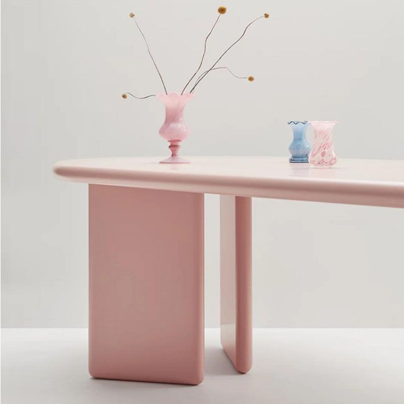 Macron Pine Wood Table for Restaurant Oval Table with 4 Wood Pedestal