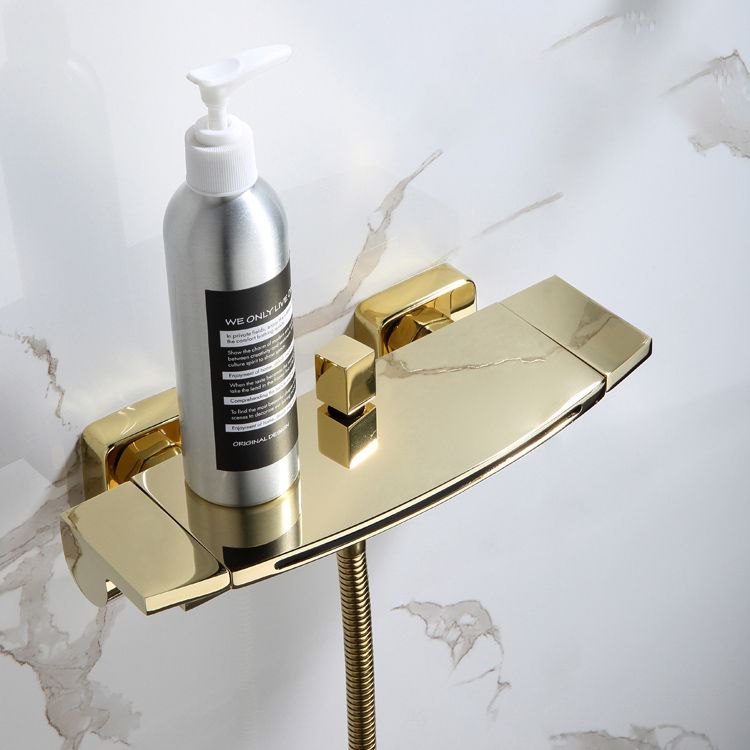 Modern Tub Faucet Trim Copper with Diverter and Hose Wall Mounted Bath Filler