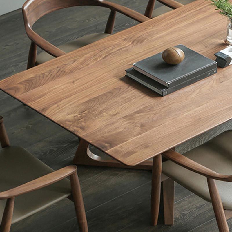 Natural Solid Wood Dining Table Modern Indoor Furniture with Double Pedestal