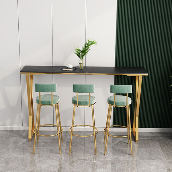 Glam Style Stone Bar Table Double pedestal Bar Dining Table for Indoor