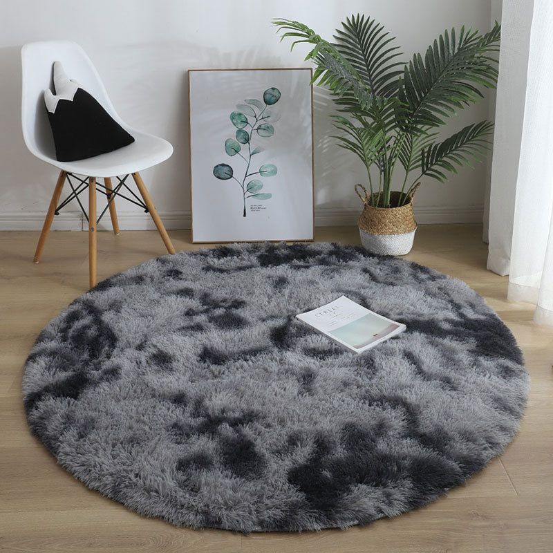 Round Plain Shag Rug Polyester Simplicity Carpet Pet Friendly Indoor Carpet for Home Decoration