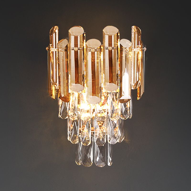 Geometric Shade 3-Lights Wall Sconce Modern Style Crystal Wall Mount Light Fixture