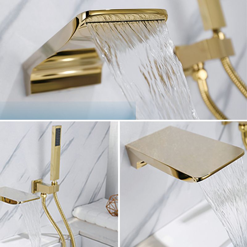 Modern Wall Mounted Metal Tub Filler Low Arc Bathroom Faucet