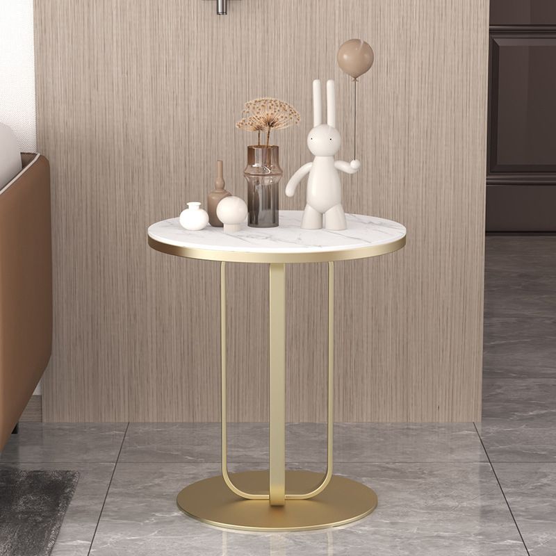 Modern Round Side Table 21.5" Tall Pedestal End Table in White