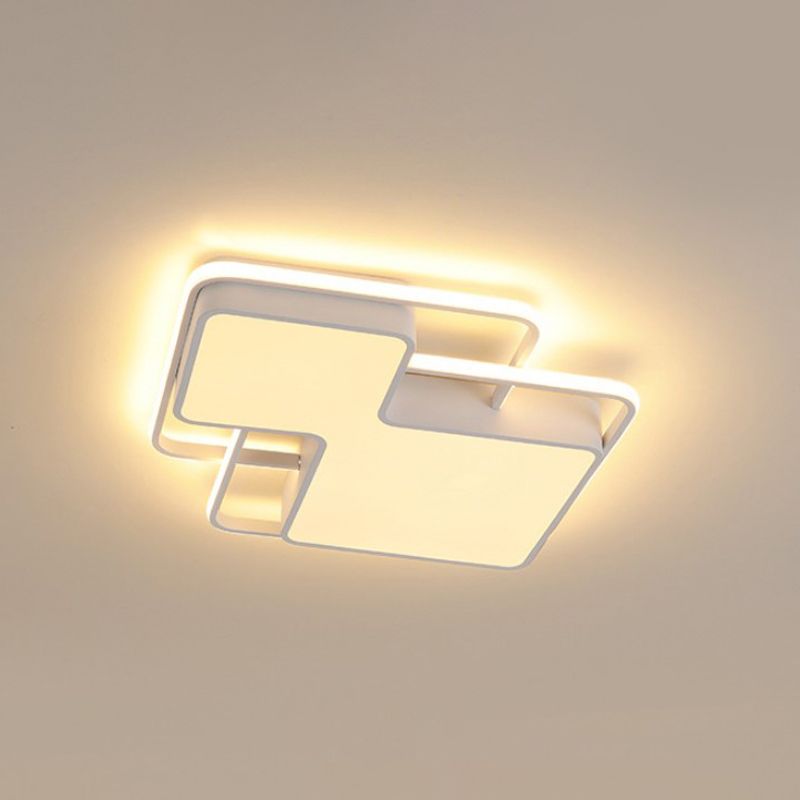 Lampe encastrée à LED géométrique noire/blanche 18"/21,5" W moderne en gel de silice proche du plafonnier en blanc/lumière 3 couleurs