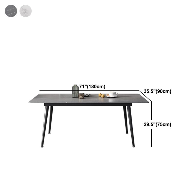 Industrial Rectangle Dining Site Table Black Tripod Base Dining Table with Stone Top