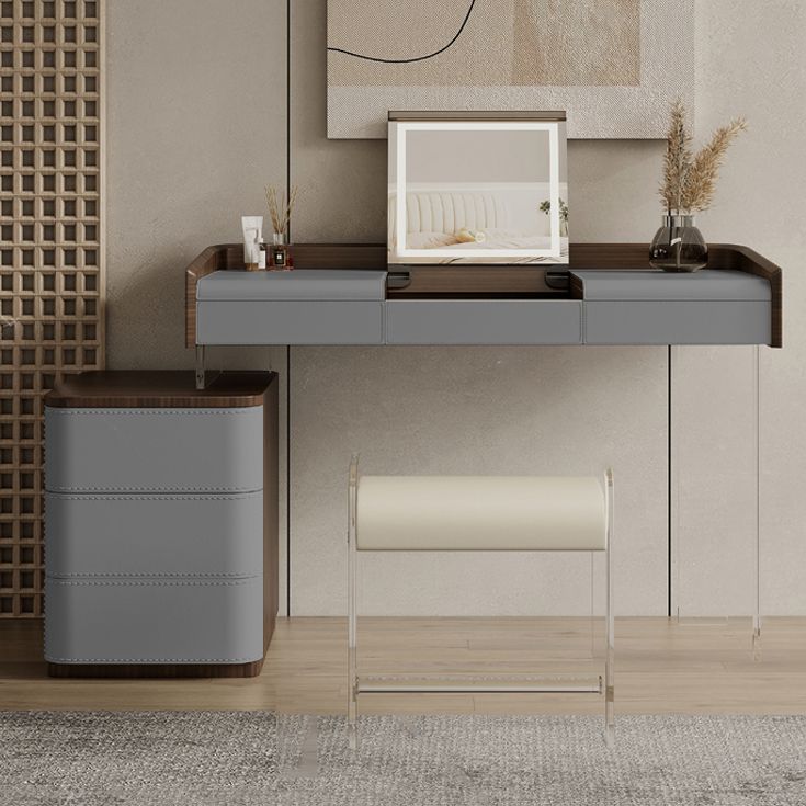 Flip-Top Make-up Vanity Wood Vanity Dressing Table with 5 Storage Drawers