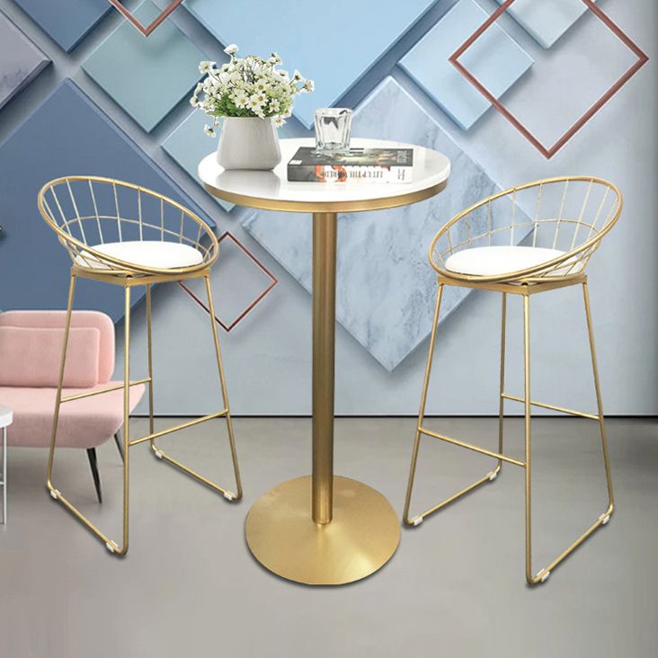 Glam Style Pub Table Round Pedestal Bar Table for Indoor Use