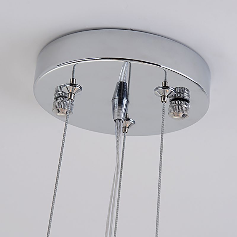 5 Bulbs Flower Hanging Chandelier Light Modern Glass Ceiling Light Fixture with K9 Crystal in Chrome