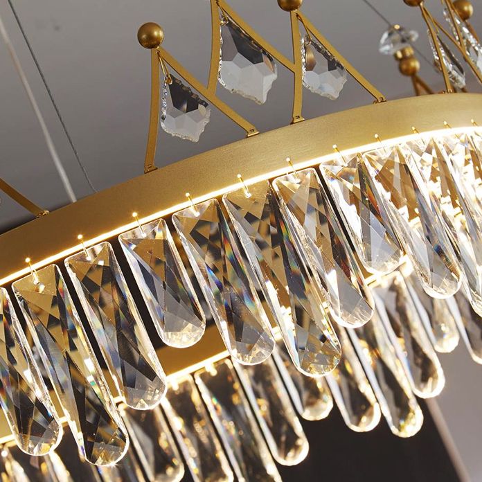 New Modern Gold Tiered Chandelier Light Fixtures Crystal LED Hanging Lamp for Living Room